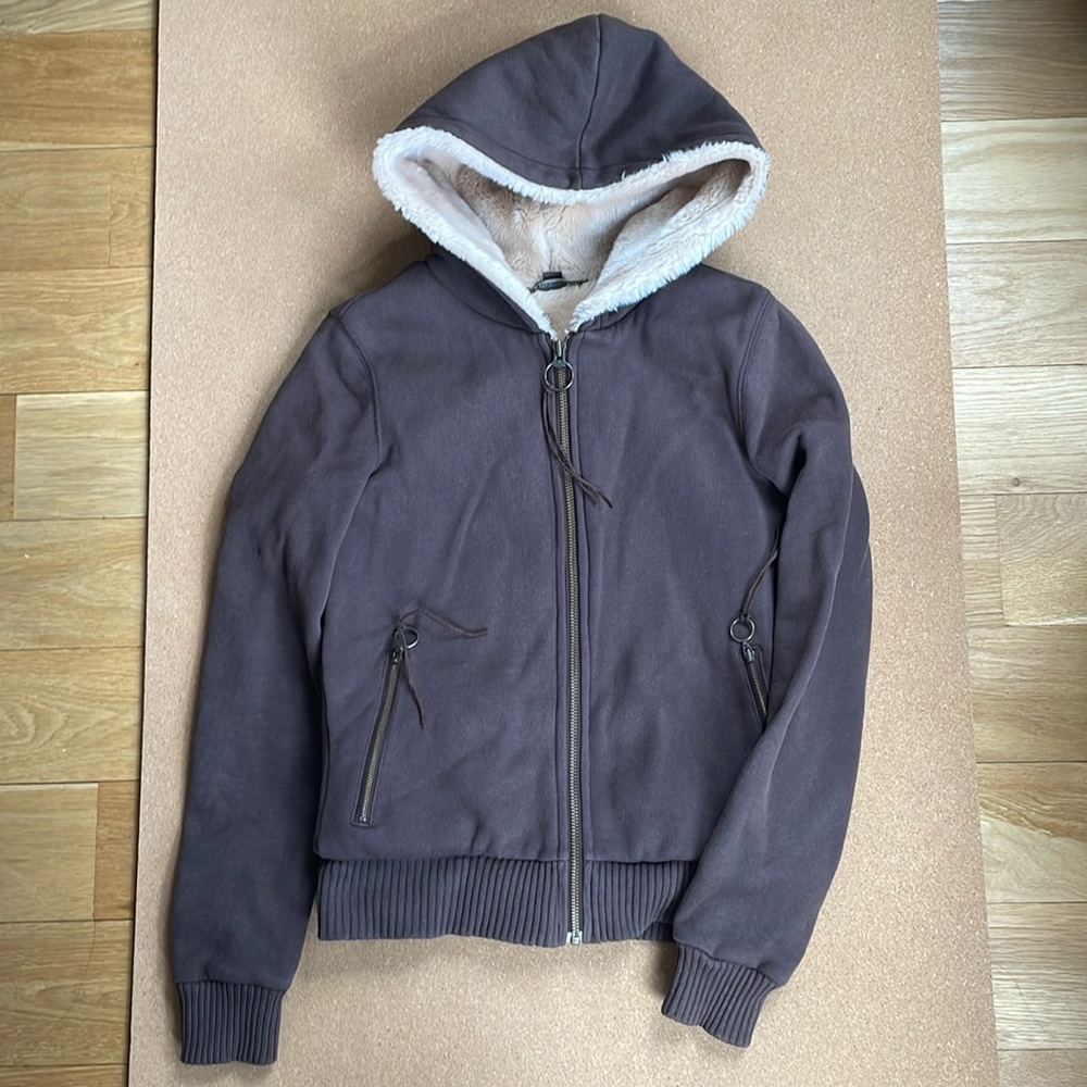 Soft faux fur lined hoodie